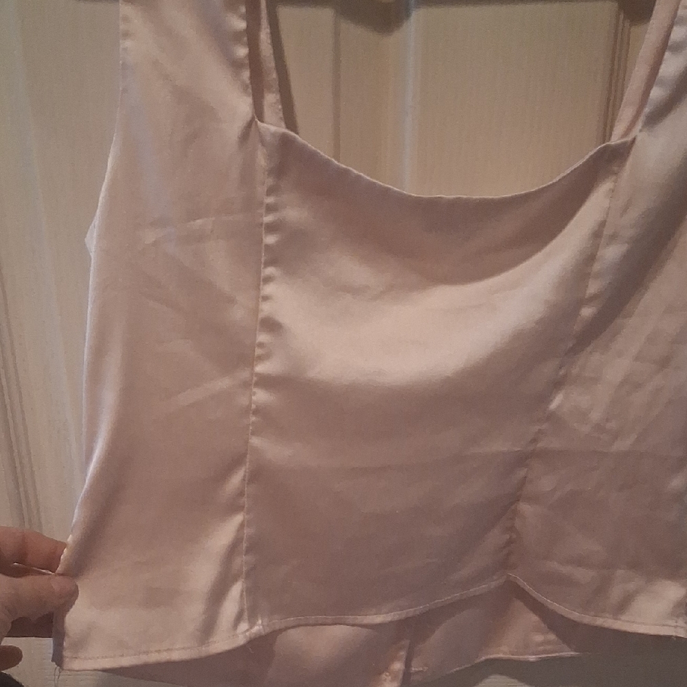 Forever 21 Ballet Pink Satin Button-Up Blouse - Picture 8 of 8
